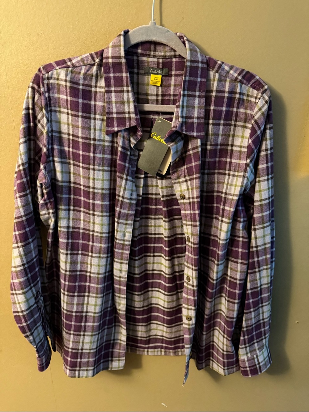 Cabela's Purple and White Plaid Button-Down Shirt
